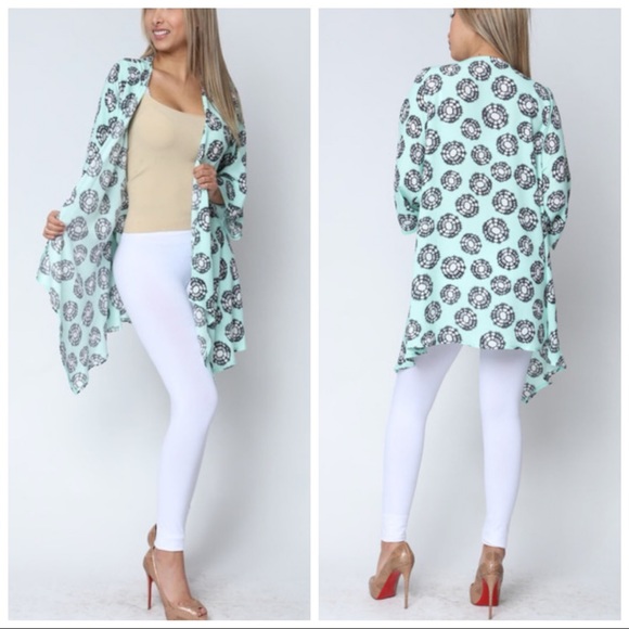 NEW Mint Green Medallion Kimono - Picture 2 of 6